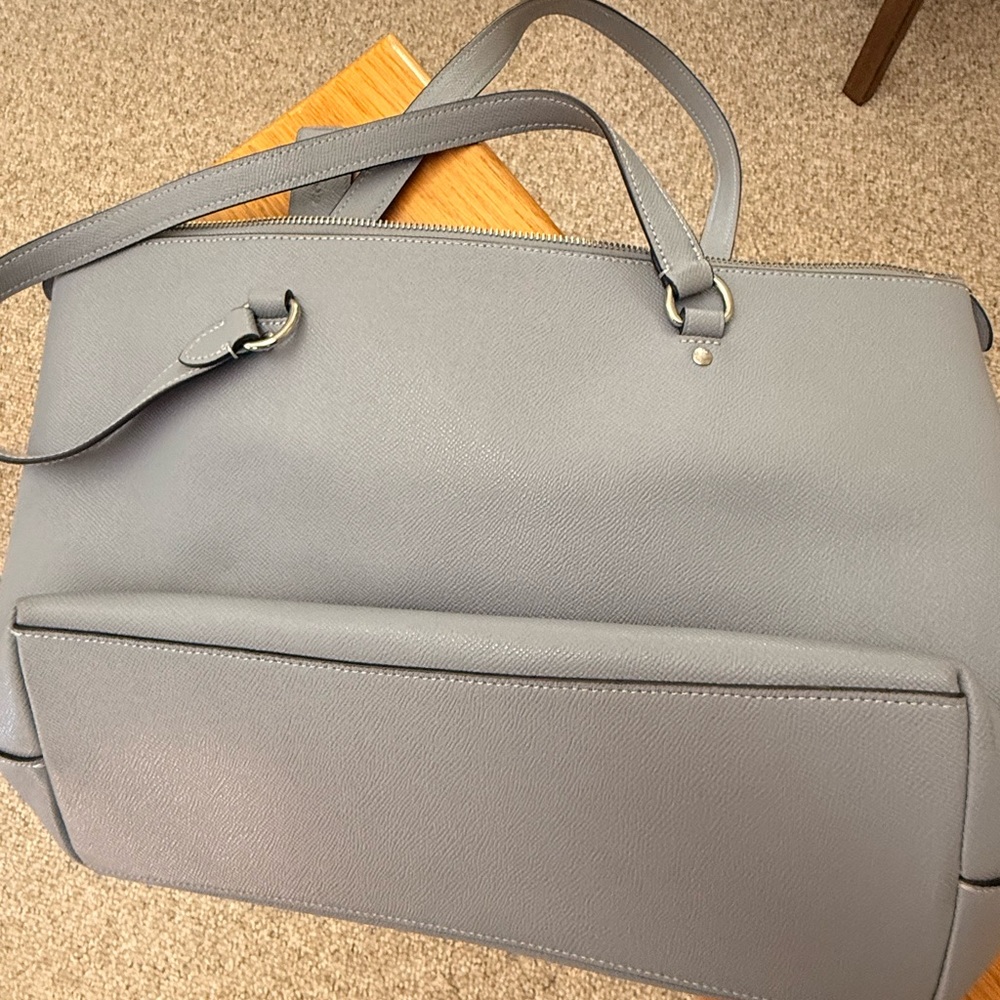 Coach Gray Leather Tote with Front Zip Pocket - Picture 2 of 3